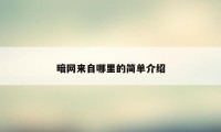 暗网来自哪里的简单介绍