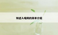 如进入暗网的简单介绍