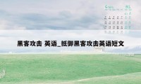 黑客攻击 英语_抵御黑客攻击英语短文