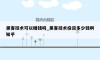 黑客技术可以赚钱吗_黑客技术投资多少钱啊知乎