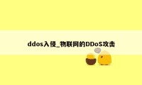 ddos入侵_物联网的DDoS攻击