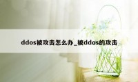 ddos被攻击怎么办_被ddos的攻击