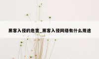 黑客入侵的危害_黑客入侵网络有什么用途