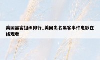 美国黑客组织排行_美国出名黑客事件电影在线观看