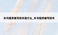 木马程序编写技术是什么_木马程序编写技术