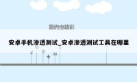 安卓手机渗透测试_安卓渗透测试工具在哪里