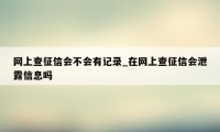 网上查征信会不会有记录_在网上查征信会泄露信息吗