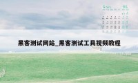 黑客测试网站_黑客测试工具视频教程
