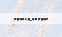 渗透测试问题_违规渗透测试