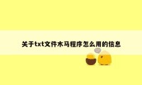 关于txt文件木马程序怎么用的信息