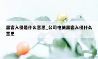 黑客入侵是什么意思_公司电脑黑客入侵什么意思