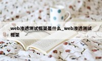 web渗透测试框架是什么_web渗透测试框架