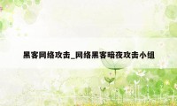 黑客网络攻击_网络黑客暗夜攻击小组