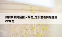 如何判断网站被cc攻击_怎么查看网站遭到CC攻击