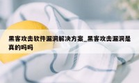 黑客攻击软件漏洞解决方案_黑客攻击漏洞是真的吗吗