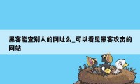 黑客能查别人的网址么_可以看见黑客攻击的网站