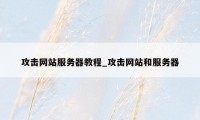 攻击网站服务器教程_攻击网站和服务器