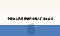 中国女生失踪前暗网法国人的简单介绍
