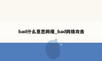 bad什么意思网络_bad网络攻击