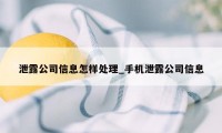 泄露公司信息怎样处理_手机泄露公司信息