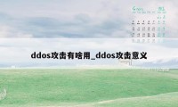 ddos攻击有啥用_ddos攻击意义