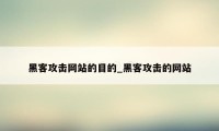 黑客攻击网站的目的_黑客攻击的网站