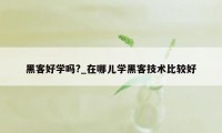 黑客好学吗?_在哪儿学黑客技术比较好