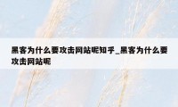 黑客为什么要攻击网站呢知乎_黑客为什么要攻击网站呢