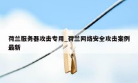 荷兰服务器攻击专用_荷兰网络安全攻击案例最新