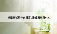 渗透测试用什么语言_渗透测试用vps