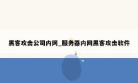 黑客攻击公司内网_服务器内网黑客攻击软件