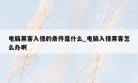 电脑黑客入侵的条件是什么_电脑入侵黑客怎么办啊