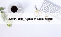 小技巧 黑客_qq黑客怎么加好友教程