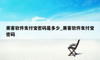 黑客软件支付宝密码是多少_黑客软件支付宝密码