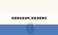 渗透测试违法吗_百色渗透测试