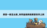 黑客一般怎么联_如何连接网络黑客软件上网