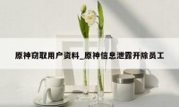 原神窃取用户资料_原神信息泄露开除员工